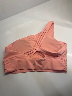 Athleta Peach One-Shoulder Sports Bra with Strappy Back